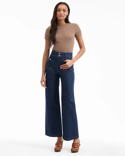 Veronica Beard Taylor Patch-pocket Wide-leg Jean In Blue