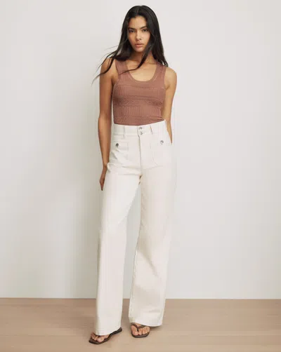 Veronica Beard Taylor Patch-pocket Wide-leg Jean In Sand