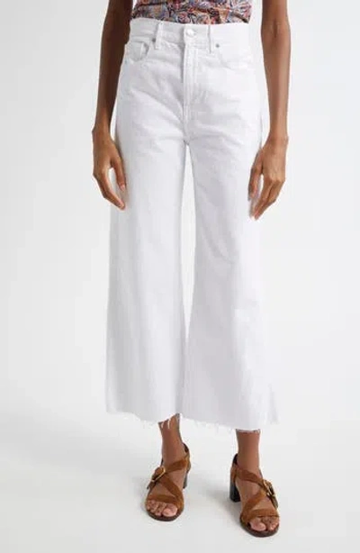 Veronica Beard Taylor Raw Hem High Waist Crop Wide Leg Jeans In White