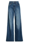 Veronica Beard Taylor Raw Hem High Waist Wide Leg Jeans In Multi