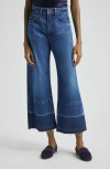 Veronica Beard Taylor Release Hem High Waist Ankle Wide Leg Jeans In Bright Blue