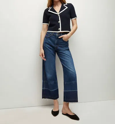 Veronica Beard Taylor Released Hem Cropped Wide-leg Jean In Bright Blue