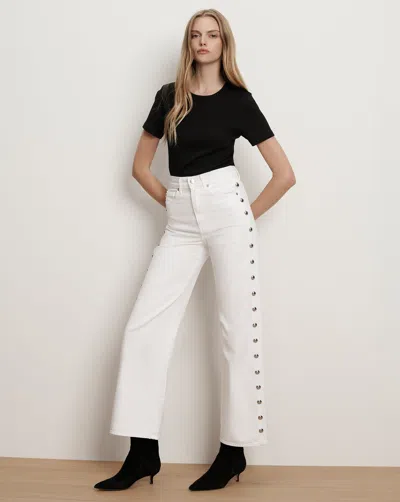 Veronica Beard Taylor Studded Wide-leg Jean In White