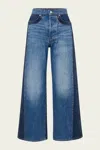 Veronica Beard Taylor Two-tone Cropped Wide-leg Jean In Rebel Blue Colorblock