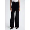 Veronica Beard Taylor Velvet High Waist Wide Leg Jeans In Black