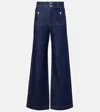 Veronica Beard Taylor Patch-pocket Wide-leg Jean In Indigo Rinse In Blue
