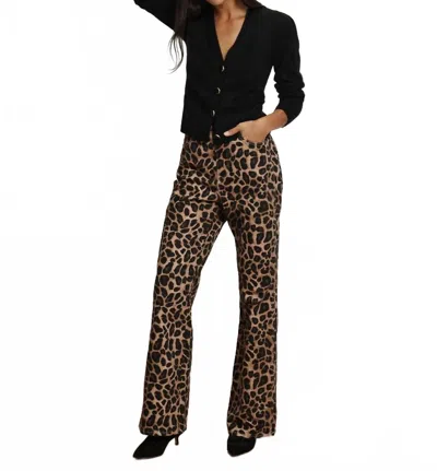 Veronica Beard Taylor High-rise Wide-leg Leopard Jeans With Chaps In Animal Print