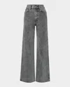 Veronica Beard Taylor High Waist Raw Hem Crop Wide Leg Jeans In Multi