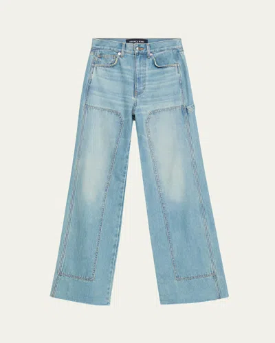 Veronica Beard Taylor Wide-leg Jeans With Chaps In Blue
