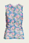 Veronica Beard Tazmin Floral Top In Sarong Floral Print