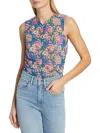 Veronica Beard Tazmin Floral Top In Sarong Floral Print In Multi