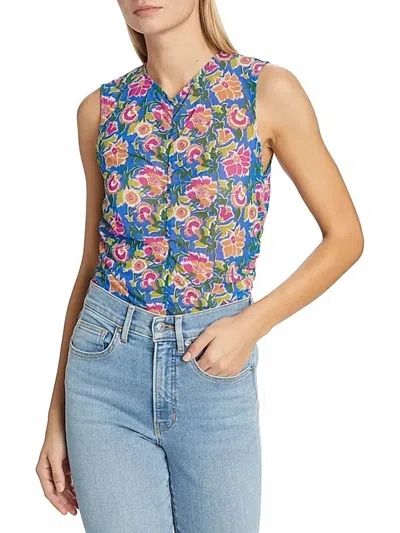 Veronica Beard Tazmin Floral Top In Sarong Floral Print In Multi