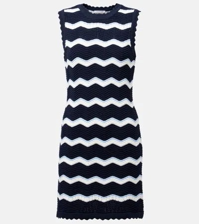 Veronica Beard Templeton Sleeveless Stripe Knit Dress In Navy Off White Bluebell