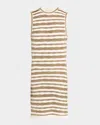Veronica Beard Templeton Sleeveless Stripe Knit Dress In Off Whitegold