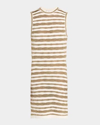 Veronica Beard Templeton Sleeveless Stripe Knit Dress In Neutral