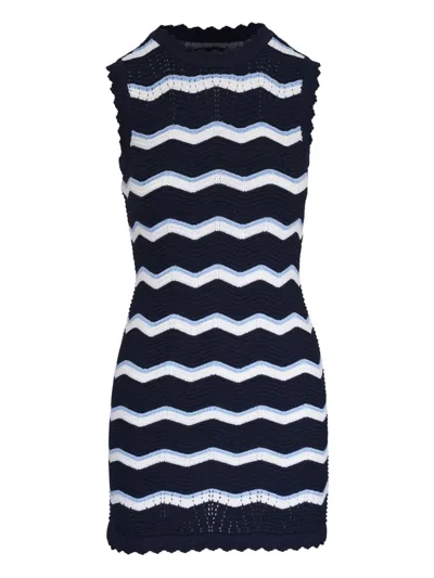 Veronica Beard Templeton Zigzag Knit Dress In Blue