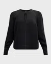 Veronica Beard Tena Long-sleeve Cut-out Top In Black