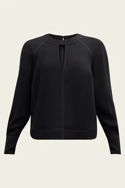 Veronica Beard Tena Long-sleeve Cut-out Top In Black