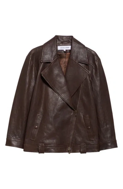 Veronica Beard Thandie Leather Dickey Jacket In Dark Chocolate