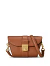 Veronica Beard Small Crest Lock Trap Bag In Brown