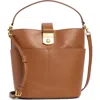 Veronica Beard The Crest Lock Leather Bucket Bag