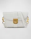 Veronica Beard The Crest Small Lock Leather Crossbody Bag In Off White
