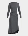 Veronica Beard Theodora Long-sleeve Midi Dress In Gray
