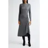 Veronica Beard Theodora Ruched Long Sleeve Midi Dress In Gray