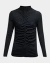Veronica Beard Theresa Knit Ruched Turtleneck In Black