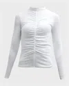 Veronica Beard Theresa Knit Ruched Turtleneck In White