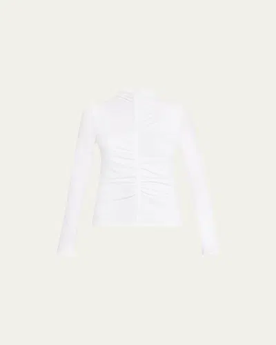 Veronica Beard Theresa Knit Ruched Turtleneck In White
