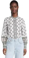 Veronica Beard Thorp Printed Button-front Blouse In Ivory Multi