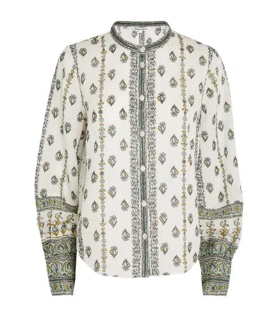 Veronica Beard Thorp Printed Button-front Blouse In Ivory