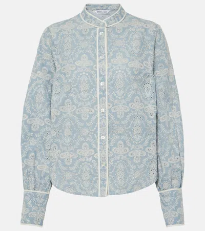 Veronica Beard Thorp Cotton Blouse In Blue