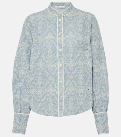Veronica Beard Thorp Hemd Aus Baumwolle Mit Lochstickerei In Blue