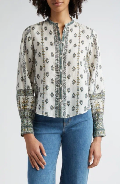 Veronica Beard Thorp Printed Button-front Blouse In Ivory