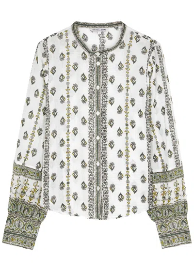 Veronica Beard Thorp Printed Button-front Blouse In Ivory