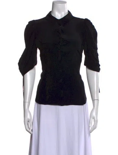 Pre-owned Veronica Beard Three-quarter Sleeve Blouse In Black