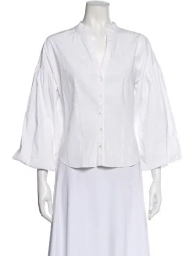 Pre-owned Veronica Beard Three-quarter Sleeve Blouse In White