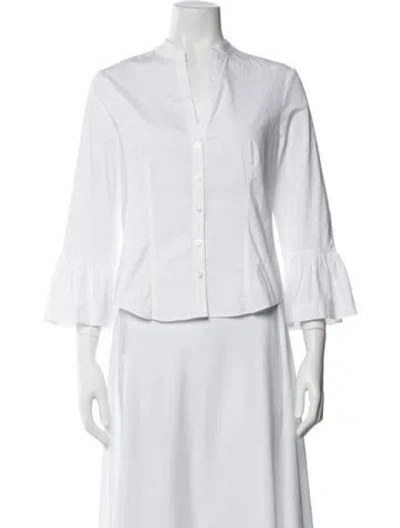 Pre-owned Veronica Beard Three-quarter Sleeve Blouse In White