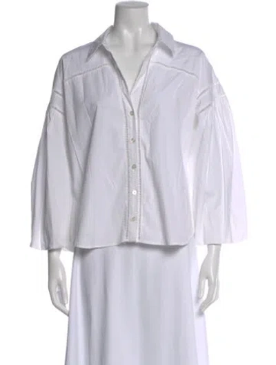 Pre-owned Veronica Beard Three-quarter Sleeve Blouse In White
