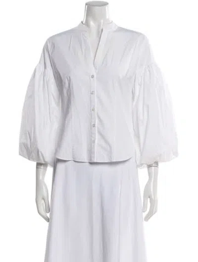 Pre-owned Veronica Beard Three-quarter Sleeve Blouse In White