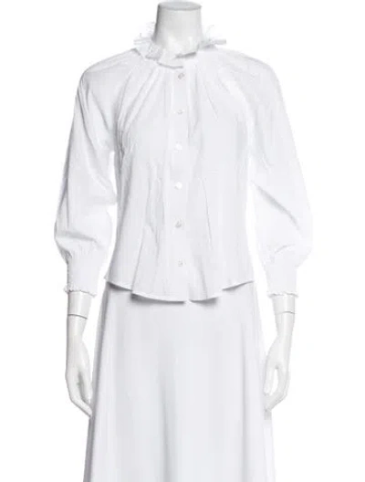 Pre-owned Veronica Beard Three-quarter Sleeve Blouse In White