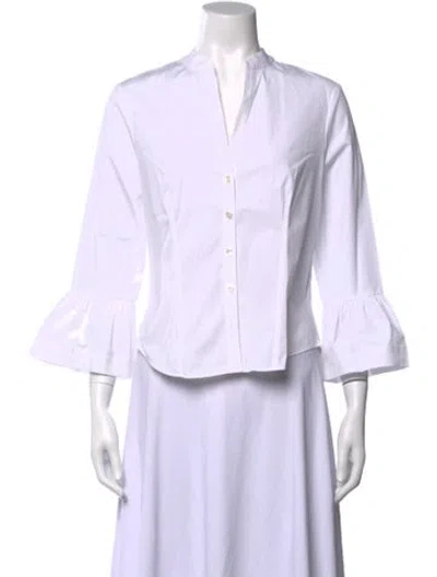 Pre-owned Veronica Beard Three-quarter Sleeve Blouse In White