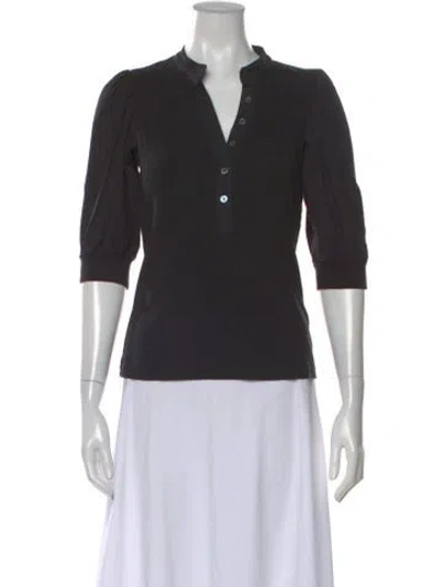 Pre-owned Veronica Beard Three-quarter Sleeve Button-up Top In Black
