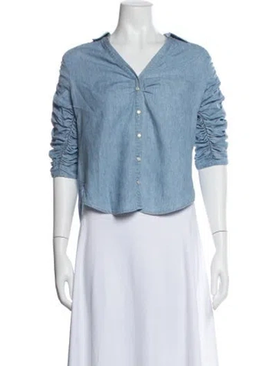 Pre-owned Veronica Beard Three-quarter Sleeve Button-up Top In Multi