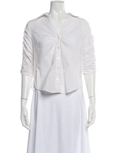 Pre-owned Veronica Beard Three-quarter Sleeve Button-up Top In White