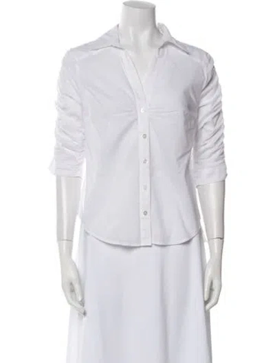 Pre-owned Veronica Beard Three-quarter Sleeve Button-up Top In White
