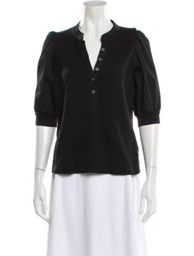Pre-owned Veronica Beard Three-quarter Sleeve Polo In Black