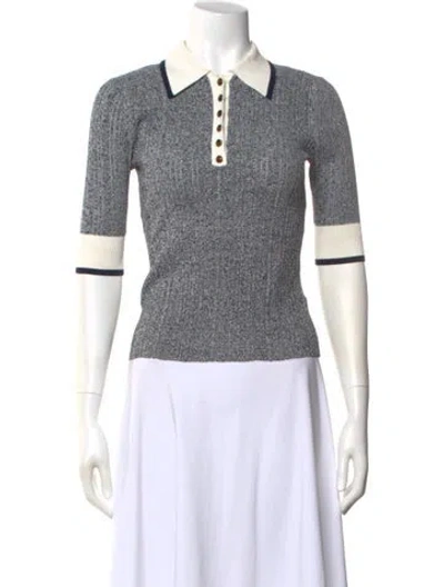 Pre-owned Veronica Beard Three-quarter Sleeve Polo In Blue